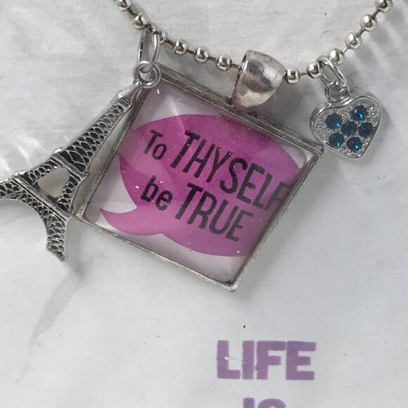 NEW Pendent Necklace with 2 charms and a 24 inch chain.  To Thyself be true - Picture 3 of 6